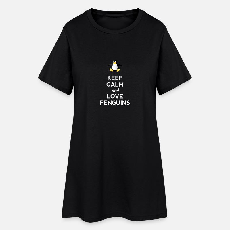 keep calm love Pinguine Linux nerd computer cpu lo - Frauen T-Shirt-Kleid - Schwarz