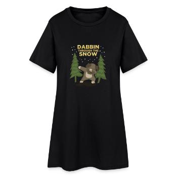 DABBING Hund / Geschenk - Frauen T-Shirt-Kleid - Schwarz - Vorne