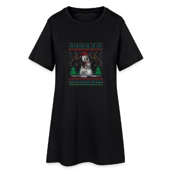 Laid de Noël / Bonhomme de neige / cadeaux - Robe T-shirt Femme - noir - Devant