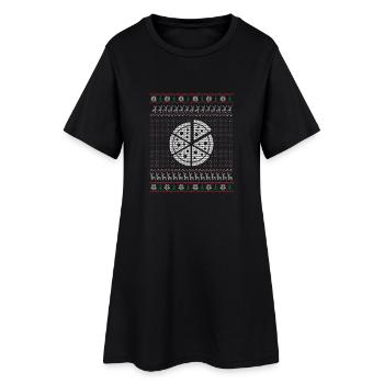 Pizza laid cadeau de Noël Pull - Robe T-shirt Femme - noir - Devant