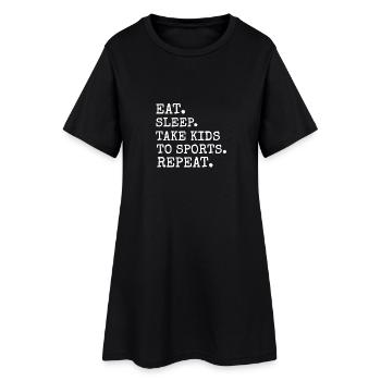 Mangez. Sommeil. Prendre les enfants au sport. répétition - Robe T-shirt Femme - noir - Devant