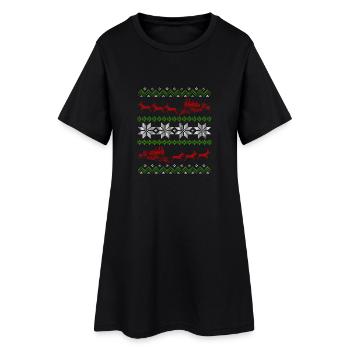Locomotive Railway Ugly Christmas - Women’s T-Shirt Dress - black - Front