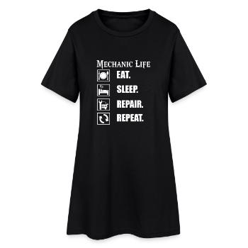 Das Leben als Mechaniker ist hart! Witziges Design - Frauen T-Shirt-Kleid - Schwarz - Vorne