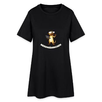 Nerd Erdmännchen mit Brille und Notebook Geschenk - Frauen T-Shirt-Kleid - Schwarz - Vorne