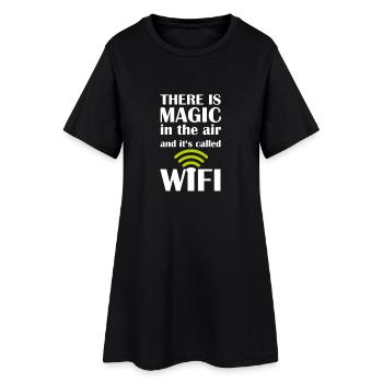 WIFI Magic Nerd Shirt - Magic in the Air - Women’s T-Shirt Dress - black - Front