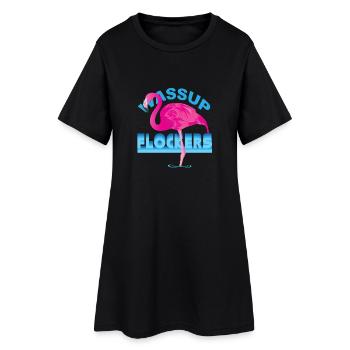 Wassup Flockers Comic Flamingo Tendance Fun Gift - Robe T-shirt Femme - noir - Devant