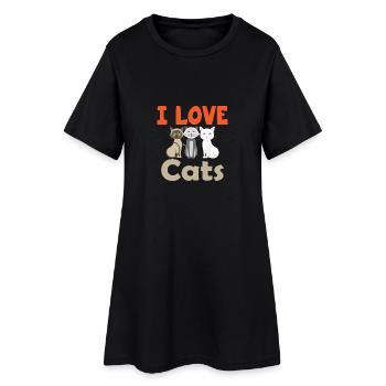 I Love Cats Katzenliebhaber Katzen Perserkatze - Women’s T-Shirt Dress - black - Front