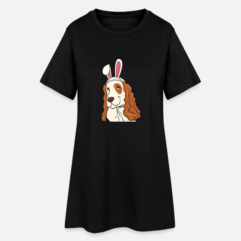 Cocker Spaniel Easter Bunny Happy Easter Gift Has - Women’s T-Shirt Dress - black