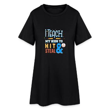 J'enseigne mes enfants à frapper et voler le cadeau de maman de base-ball - Robe T-shirt Femme - noir - Devant