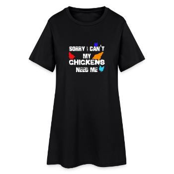 My Chickens Need Me T-shirt - Frauen T-Shirt-Kleid - Schwarz - Vorne