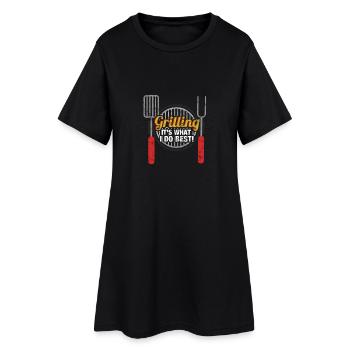 Grillen - das kann ich am besten - Frauen T-Shirt-Kleid - Schwarz - Vorne