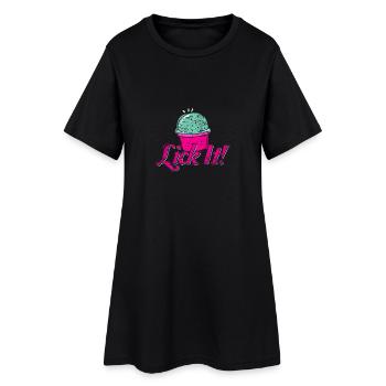Glace, lécher, doux, crème glacée, cadeau, idée, été, ressort - Robe T-shirt Femme - noir - Devant
