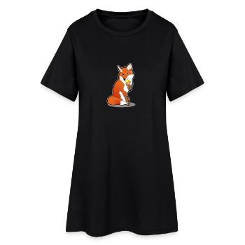 Fuchs mit Eis Comic Sommer Cartoon Geschenk - Frauen T-Shirt-Kleid - Schwarz - Vorne