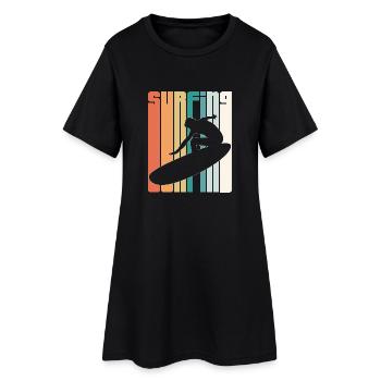 Surf vintage plage de surf surfers cadeau rétro - Robe T-shirt Femme - noir - Devant