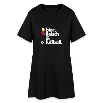 Bier, Fleisch & Fußball T-Shirt - Frauen T-Shirt-Kleid - Schwarz - Vorne