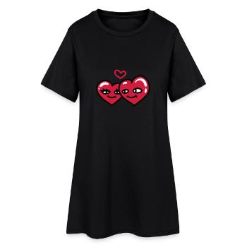 coeurs dans l'amour - Robe T-shirt Femme - noir - Devant