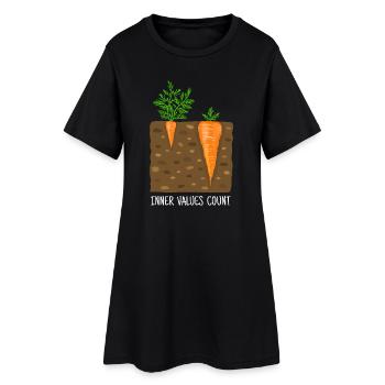 Karotte, Karotten, Möhre, innere Werte, Vergleich - Frauen T-Shirt-Kleid - Schwarz - Vorne