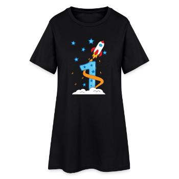 1. Anniversaire bébé enfant fusée - Robe T-shirt Femme - noir - Devant