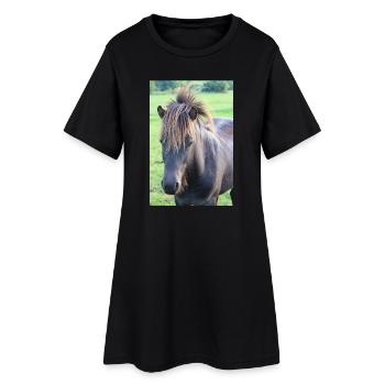 Affiche Cheval Cheval - Robe T-shirt Femme - noir - Devant