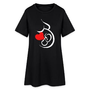 Grossesse Bébé Coeur Bébé Ventre Grossesse - Robe T-shirt Femme - noir - Devant
