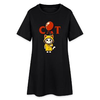 Chaton Ballon rouge - Robe T-shirt Femme - noir - Devant