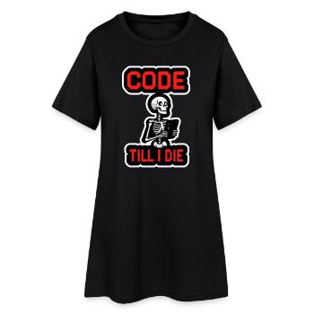 Squelette avec ordinateur CODE JUSQU’À CE QUE JE MEURE - Robe T-shirt Femme - noir - Devant