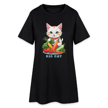 Chat Bio - Robe T-shirt Femme - noir - Devant