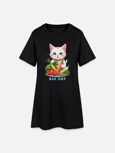 Chat Bio - Robe T-shirt Femme - noir