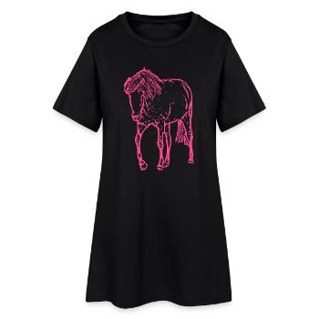 Pferd rosa pink - Frauen T-Shirt-Kleid - Schwarz - Vorne