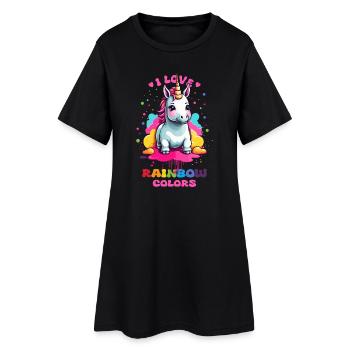 Licorne mignonne - Robe T-shirt Femme - noir - Devant