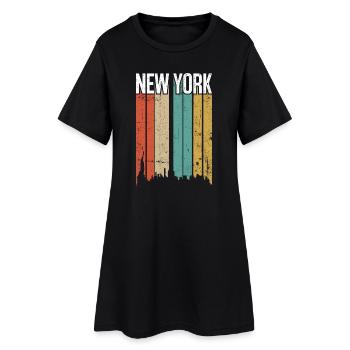 New York Colorstripe Retro - Women’s T-Shirt Dress - black - Front