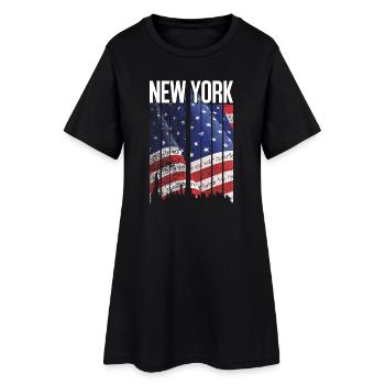 Mosaik der New Yorker Flagge - Frauen T-Shirt-Kleid - Schwarz - Vorne