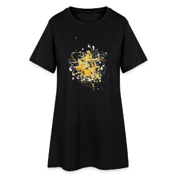 Yellowwhite.Splash - Frauen T-Shirt-Kleid - Schwarz - Vorne
