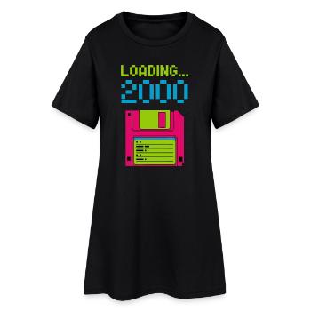Loading 2000 Disketten-Design Retro Pixel Design - Frauen T-Shirt-Kleid - Schwarz - Vorne