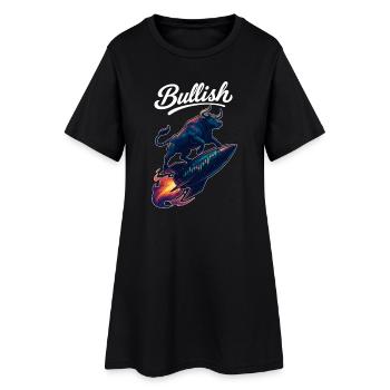 Stock Bull Bull Chart Profit Rocket Gift - Robe T-shirt Femme - noir - Devant