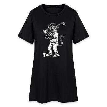 Chimp playing golf gift - Women’s T-Shirt Dress - black - Front