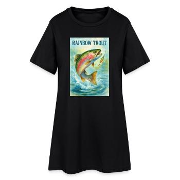 Truite arc-en-ciel à l’hameçon - Robe T-shirt Femme - noir - Devant
