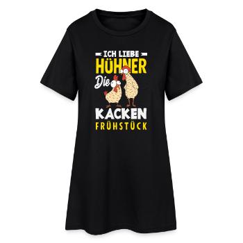 J’adore les poulets – ils font caca au petit-déjeuner - Robe T-shirt Femme - noir - Devant