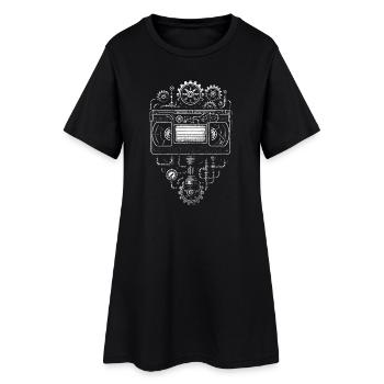 Steampunk Coeur Cassette Gearprint - Robe T-shirt Femme - noir - Devant