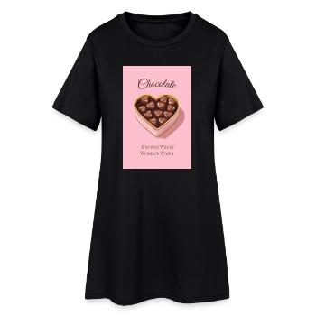 Chocolate Knows What Women Want - Frauen T-Shirt-Kleid - Schwarz - Vorne