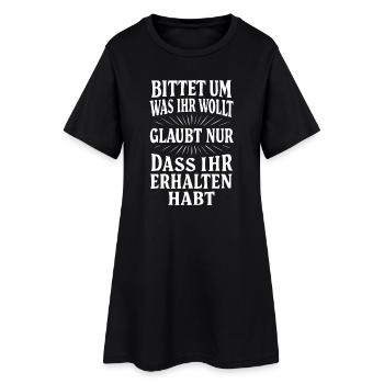 Bittet um was ihr wollt - Frauen T-Shirt-Kleid - Schwarz - Vorne