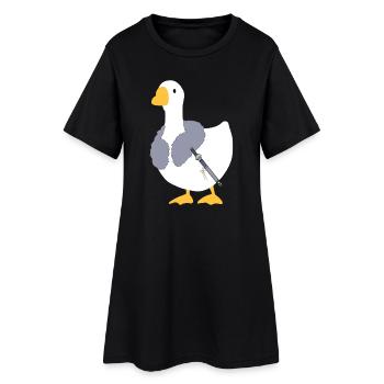 Wo sich Winde treffen – Chinesische Gans – Brunnen des Himmels - Frauen T-Shirt-Kleid - Schwarz - Vorne