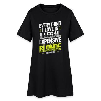 Tout ce que j’aime Illégalement, hommes blonds chers - Robe T-shirt Femme - noir - Devant