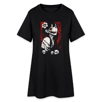 Fille gothique inquiétante d’anime d’horreur japonaise - Robe T-shirt Femme - noir - Devant