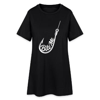 Bite Me Hook Silhouette Tee - Frauen T-Shirt-Kleid - Schwarz - Vorne