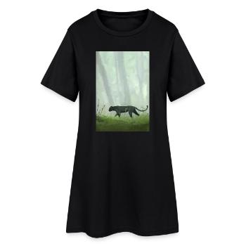 Retro Pixel Art Jungle Panther - Frauen T-Shirt-Kleid - Schwarz - Vorne
