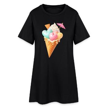 Herz Eis in Waffel Illustration  - Women’s T-Shirt Dress - black - Front