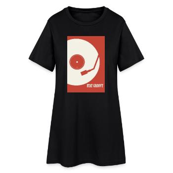 Stay Groovy – Poster vinyle vinyle rétro en rouge - Robe T-shirt Femme - noir - Devant