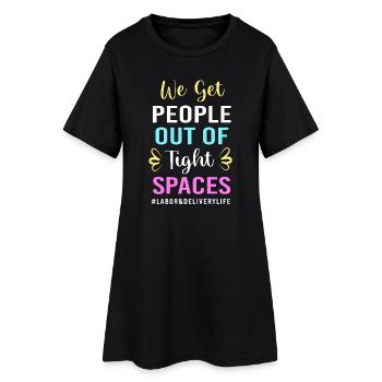 Accouchement par sage-femme - Robe T-shirt Femme - noir - Devant