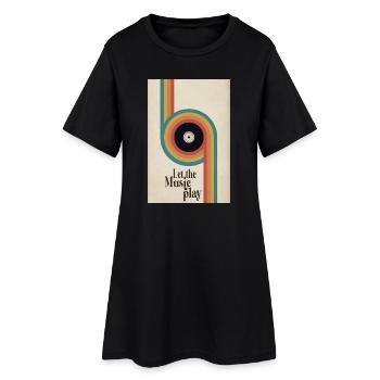 Let the Music Play Retro Vinyl Poster - Women’s T-Shirt Dress - black - Front